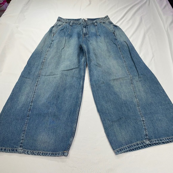 Free People Denim - We The Free Free People Wide Leg Seamed Denim Jeans Blue Size 30